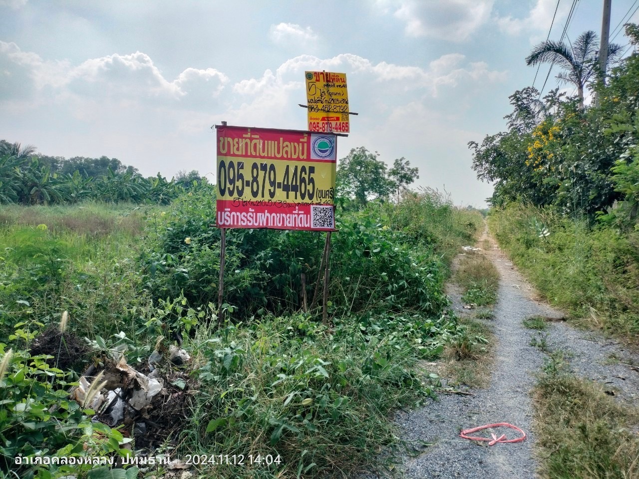 ขายด่วน ที่ดินใกล้มอเตอร์เวย์  5 ไร่ ติดถนนสาธารณะ ซอยคลองสี่ตะวันออก 40 อ.คลองหลวง จ.ปทุมธานี