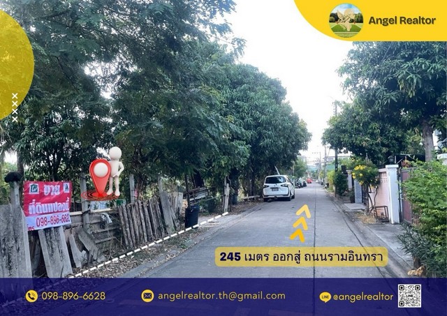 ขายที่ดิน ขนาดเนื้อที่  256 ตารางวา   ใกล้รถไฟฟ้าสีชมพู 387 เมตร แปลงสวย ถมแล้ว รามอินทรา
