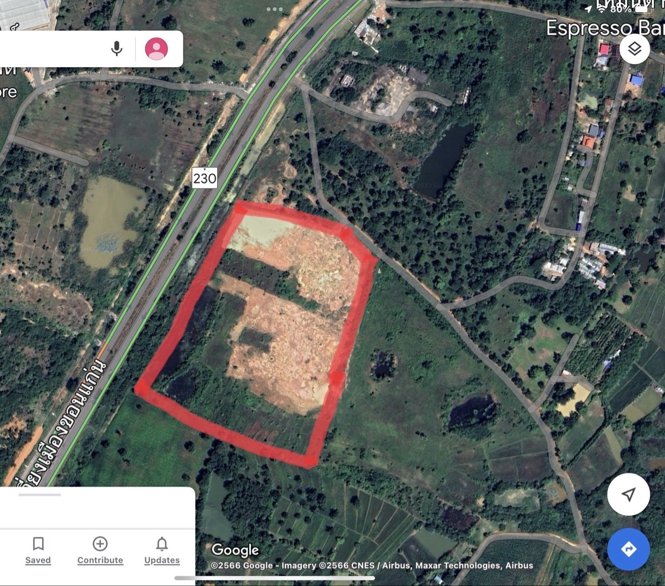 ขายที่ดินรูปร่างสี่เหลี่ยมผืนผ้า 41ไร่  1 งาน 32 ตารางวา จังหวัดขอนแก่น